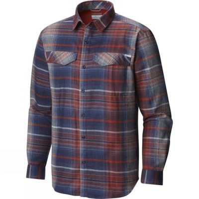 Camisa Columbia Silver Ridge Flannel Manga Larga Hombre - Rojas / Azules - Chile BNX853027